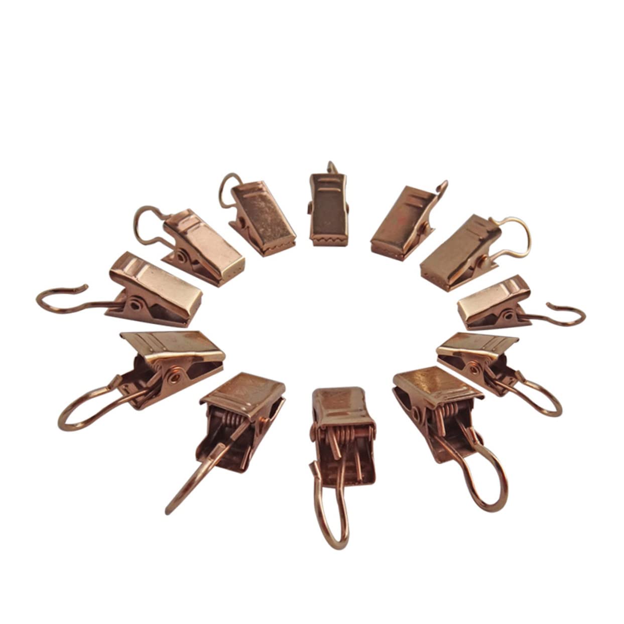 OUNONA 30Pcs Light Golden Drapery Iron Rings Clip Ring Curtain Loops with Hooks Skid Design for Easy Installation for Pocket Tab Curtains