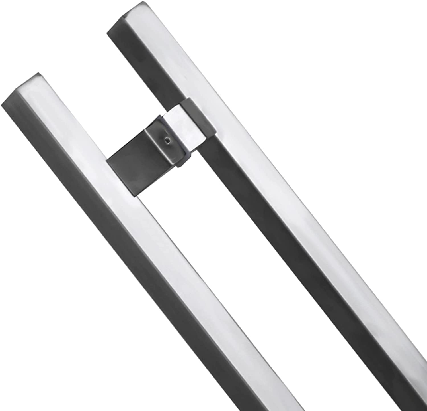 DFGHNBVC Modern Stainless Steel Push-Pull Bar Handle, Large Double-Sided Commercial Door Handle For Sliding Barn Doors, Replacement Hardware Set, 80-150Cm Length,Silver-80Cm/31 1/2