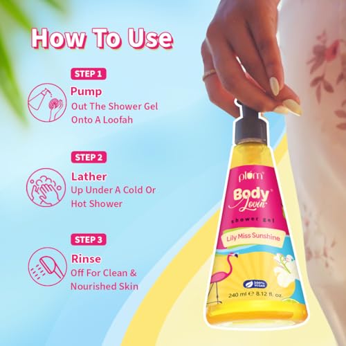 Image of Plum BodyLovin' Lily Miss Sunshine Shower Gel | SLS Free Body Wash For Women | Long Lasting Fresh Fruity-Floral Fragrance | Aloe-Infused Nourishing Body Cleanser For Soft & Smooth Skin | 240ml