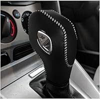 Vista 7 de Cubierta de perilla de cambio de marcha DEYTOP para Fusion/Escape/Focus/Fiesta, tapa de perilla de cambio de cuero para EcoSport/Transit/C-Max