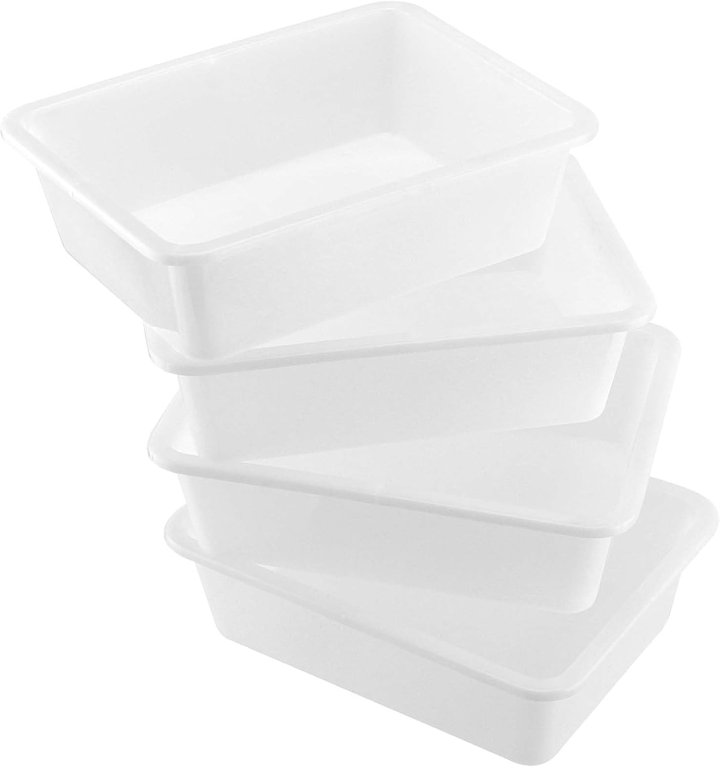 15 Pack 11 × 8 inch Plastic Art Tray Bulk, White Craft Trays, Activity Organizer Serving Tray for Home, School, DIY Projects, Painting