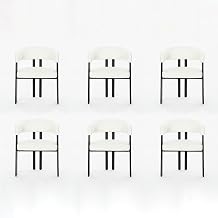 XSZD Modern Dining Chairs Set of 6, Upholstered Faux Leather Chairs with Backrest & Arms, Wide and Thicker Padded Kitchen Chair with Metal Legs for Dining Room, Living Room,Restaurant,Beige