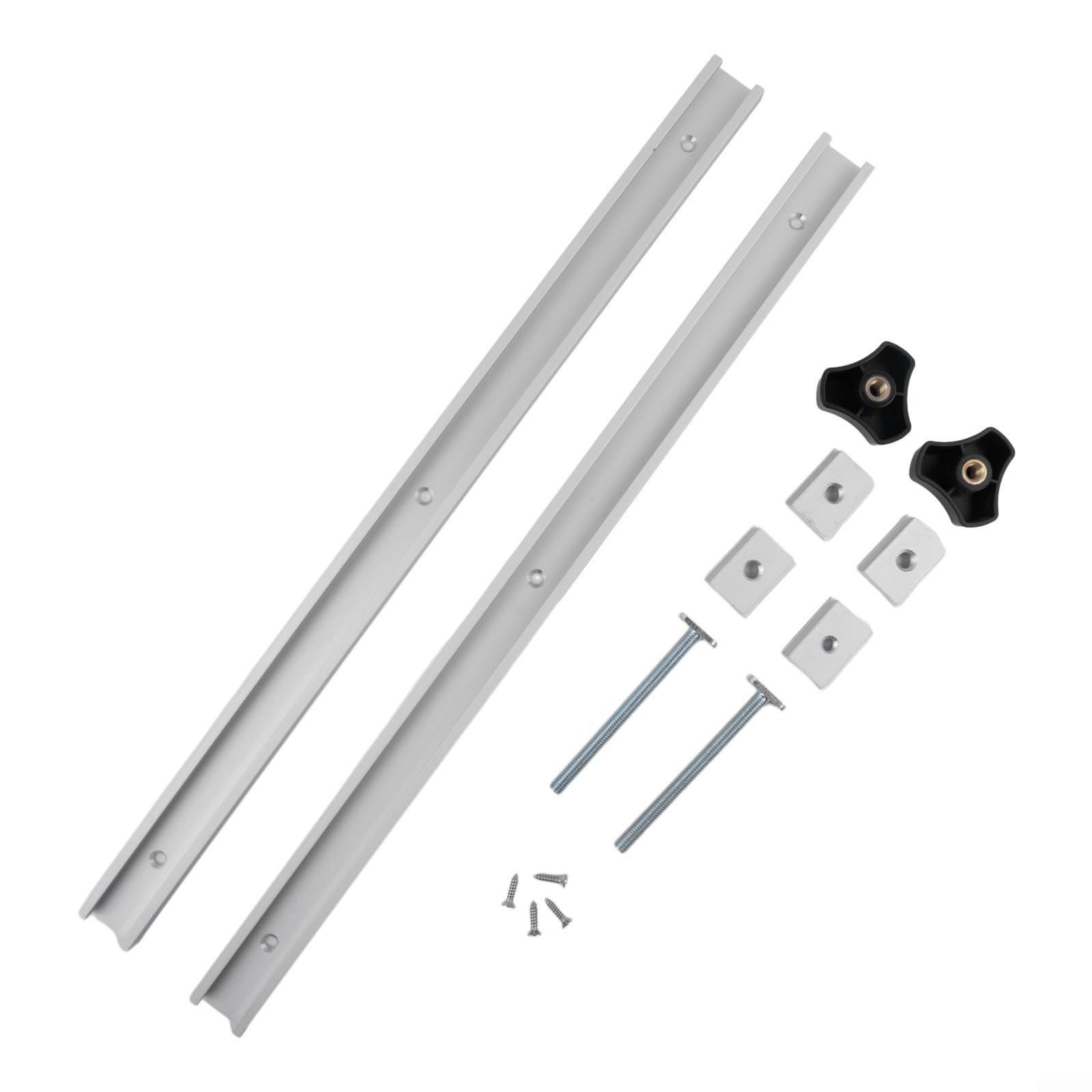 Aluminium T Track System, T-Slot Rails Set with Sliders & Handles for Woodworking Jigs, Fixtures and Workbench Clamping, 400mm/500mm Length Options(500mm（20inch）)