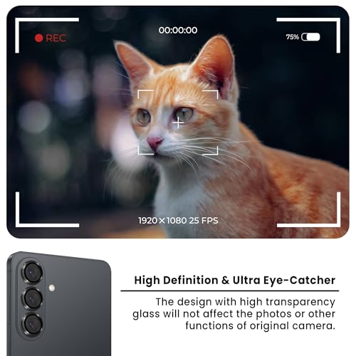 Image of FIRST MART Black Camera Ring Guard Protector for Samsung Galaxy S26 Plus | Tempered Glass with Metal Alloy Rings, HD Clear, Scratch Resistant, Case-Friendly | Pack of 1