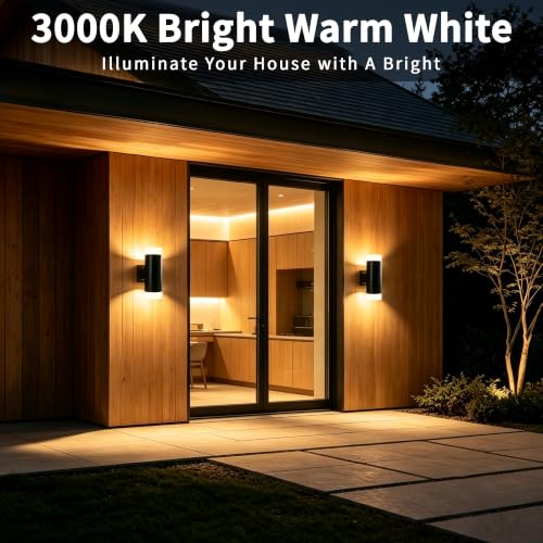 Image of JYV Outdoor Wall Lights 2Pack, Up and Down Cylinder Porch Lights, Black