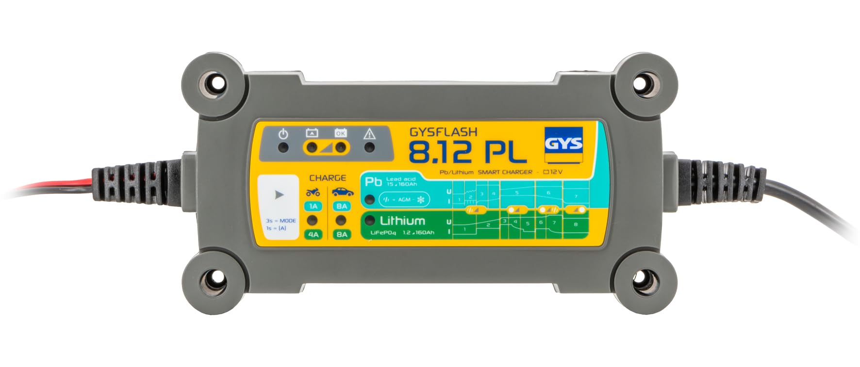 GYS Cargador de batería de Coche para Coche Moto Batería desde 15 1.5Ah 069282