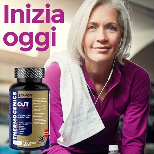 Thermogenics Cut 120 Capsule - Spirulina Menopausa, Attivatore Metabolismo, Energia E Silhouette Definita, Con Acetil L-Carnitina, Selenio, Cromo E Iodio - 8