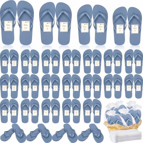Image of Unittype Flip Flops Bulk for Wedding Guest Slippers Wedding Flip Flops with Cards Bags for Pool Beach Party
