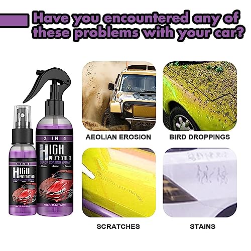 2PCS 3 in 1 high Protection Quick Coating Spray, Fast fine Scratch Repair, Fast car Coating, Plastic Parts Refurbisher, car Scratch Nano Repair Spray (2 Pieces 200ml) + Brush Cloth