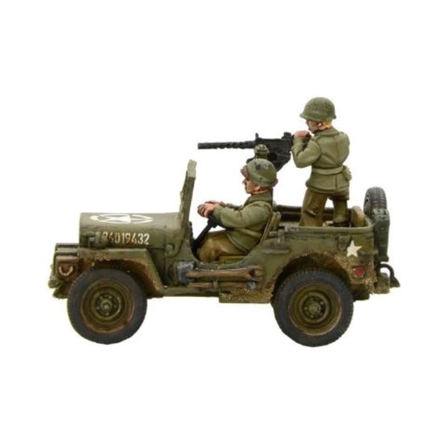 Bolt Action Warlord Games, miniatures - US Army Jeep with 30 Cal MMG