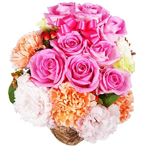 白坂花店 【特別な贈り物に】 8本のバラと季節のお花のフラワーアレンジメント (バラ/カーネーション) 花 生花 花束 ブーケ ギフト プレゼント 贈り物 誕生日 記念日 お祝い 入学祝い 母の日