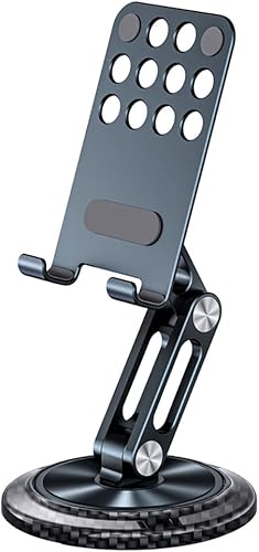 WYYHAA Aluminum Foldable Phone Stand for Desk with Carbon Steel Base, Fully Adjustable Foldable Desktop Phone Holder Cradle Dock Compatible with