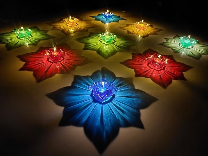 Decorative 3D Reflection Water Sensor LED Lotus Diya Lights for F...