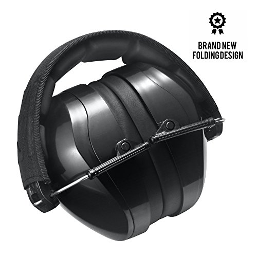 Pro For Sho All Terrain Safety Ear Protection – LARGER Size Foldable Ear Muffs Much Lighter Weight & Maximum Hearing Protection, Black