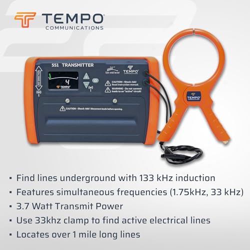 Image of TEMPO 551 Advanced Underground Utility Locator, IP54-rated Underground Wire Locator, Buried Wire Locator, Dual-Frequency Underground Wire Tracer