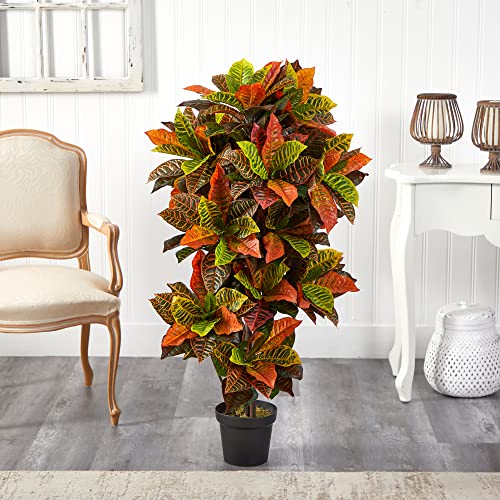 Nearly Natural 6721 Real Touch Croton Artificial Plant, 56-Inch, Green/Orange,62.5" X 9" X 9" #TOP2