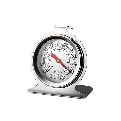 Miniatura 2 de Termómetro de acero inoxidable para refrigerador y congelador, termómetro de esfera grande (paquete de 12)