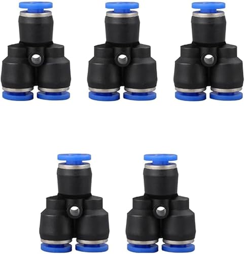 Vista 41 de 5 conectores reductores de tubo de 3 vías en forma de T de 0.394 in x 0.236 in x 0.394 in, empuje rápido para conectar la conexión en T Unión de 4