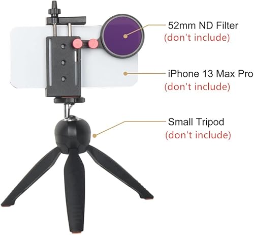 Miniatura 4 de Came-TV - Soporte de trípode de aluminio para teléfono con adaptador de 2.047 in para filtro y lente con soporte de zapata fría, abrazadera