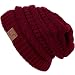 Winter White Ivory Thick Slouchy Knit Oversized Beanie Cap Hat,One Size,Burgundy