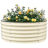 Nossta 17" Tall Metal Raised Garden Bed 42" Round Outdoors Galvanized Planter Raised Bed Box with An