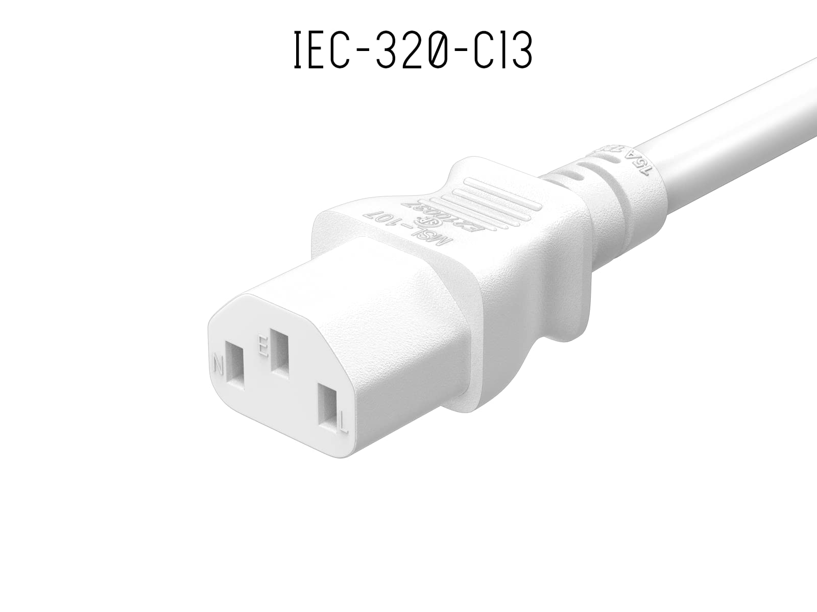 CableLeader IEC320 C13 a NEMA 5-15P, cavo di alimentazione universale da 3 piedi e 14 AWG, compatibile con computer, monitor, stampanti e televisori, bianco