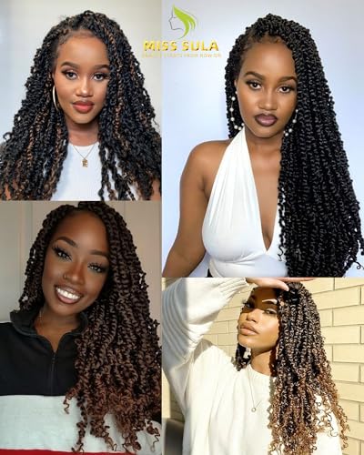 20 Inches 8 Packs crochet twists pre looped,Mixed Colors Combo Pack(6 packs 1B+ 2 pack T1B/30),Passion Twist Crochet Hair-Super Long Pre-twisted Pre Looped Hair Extensions(20"-8 Packs,1B+T30)