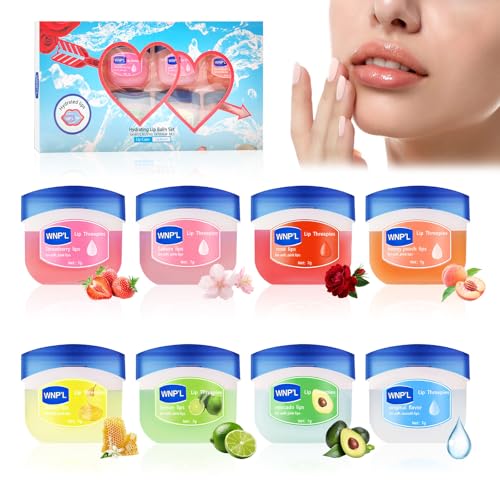 8 Stück Feuchtigkeitsspendend Lippenbalsam Set, Lip Treatment, Pflegender Lippenbalsam, Hydrating Lip Balm Set für optimale Feuchtigkeit, 8 verschiedene Düfte