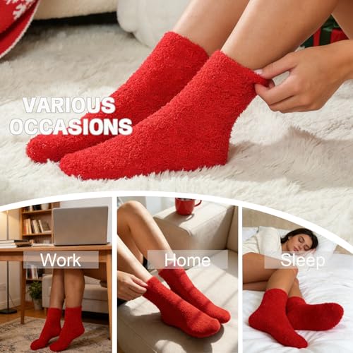 Image of 6 Pairs Women Fuzzy Socks Microfiber Warm Winter Sleep Fluffy Socks