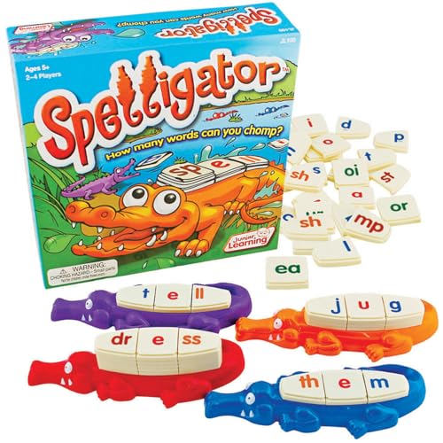 Image of Junior Learning Spelligator Word Building Game, Ages 5-9, Phonemic Awareness, 75 Letter Tiles