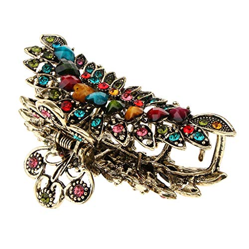 Inzopo Pince à cheveux vintage chic en alliage de métal et strass - Grande taille - Accessoire pour cheveux épais - Multicolore - 9 x 4,5 cm Cover