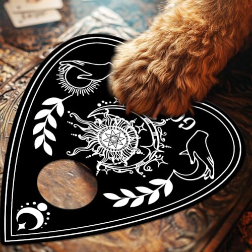 Tabla espiritista negra de madera con planchette 30x21cm miniatura 4