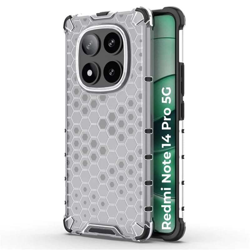 Image of Hard PC Back Case Cover for Mi Redmi Note 14 Pro 5G Anti Slip Ultra Thin Shockproof Reinforced Corners (Polycarbonate|Clear)