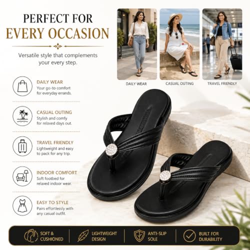 Image of Women Stylish Toe Ring Flats | Cushioned Comfort Slip-On Sandals | Anti-Slip Daily Wear| Lightweight Casual Footwear KS913