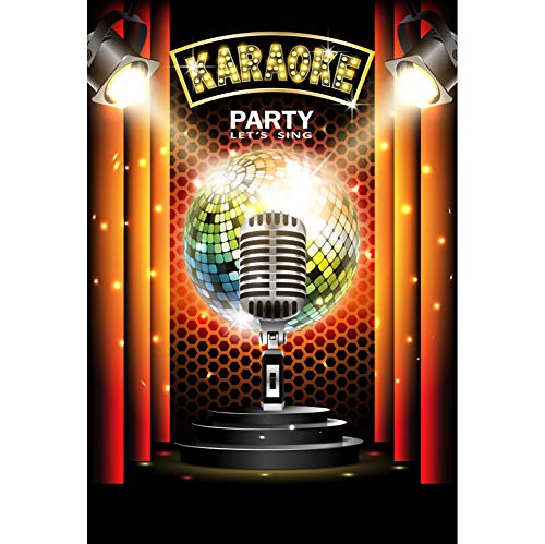 CSFOTO 3x5ft Karaoke Party Decorations Music Prom Backdrop Karaoke Happy Birthday Decorations Photo Booth Props Night Show Microphone Singing Party for Adults