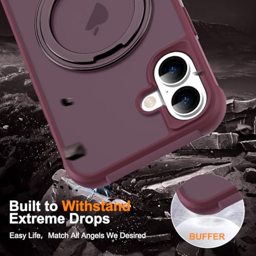Image of Compatible with iPhone 16 Case with Stand 6.1 inch,Wine Red