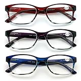 V.W.E. 3 Pairs Classic Readers With Spring Hinge - Reading Glasses Magnification (3 Pairs, 1.50)