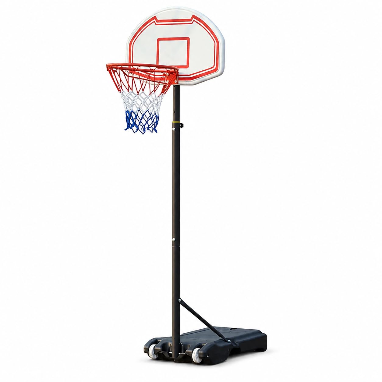 Portable Basketball Hoop Stand, 6.5–10 FT Height Adjustable Basketball Goal System with Backboard, Rim, Net, Wheeled Base for Indoor and Outdoor Use