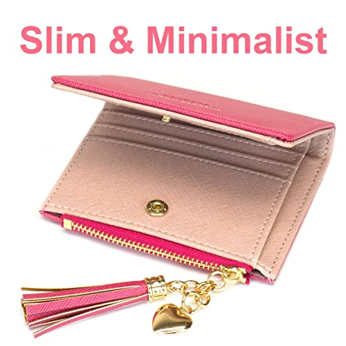Image of Valentoria Womens Wallet Cute Elegant Long Slim Card Holder Case Minimalist Coin Purse Thin Tassels Zip Clutch Wallets for Girls Ladies | Cute
