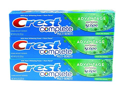 Crest Complete Multi-Benefit With Extra Advantage Whitening Plus Scope Toothpaste - Fresh Mint Striped 8.2oz (Pack of 3) - image 1