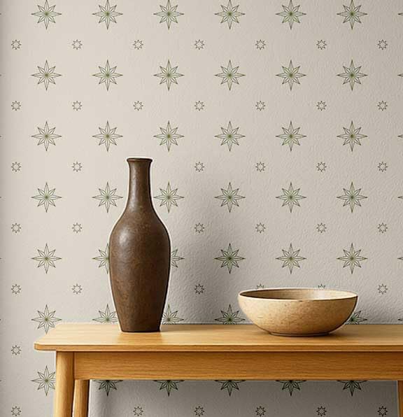 Papier peint vintage beige S4Sassy pour transformer le mur du salon et décorer un meuble
