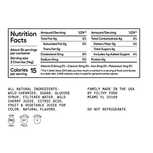 Filthy Food Black Amarena Cherrries - Premium Cocktail Cherry Garnish - Non-GMO, Vegan & Gluten Free - 24 Individually Wrapped Servings, 48 Cherries Total - Thumbnail 5