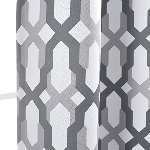 DriftAway Mason Geometric Trellis Pattern Window Curtain Valance Rod Pocket 52 Inch by 18 Inch Plus 2 Inch Header Gray