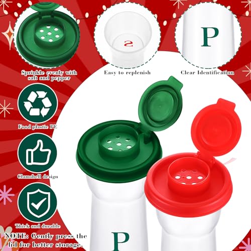 Image of Set of 2 Plastic Salt and Pepper Shakers with Lids Large Salt Shaker Pepper Container Vintage Tall Hourglass Camping Picnic Outdoors Travel Spice Set for Home Picnic Kitchen(Classic,Red Green)