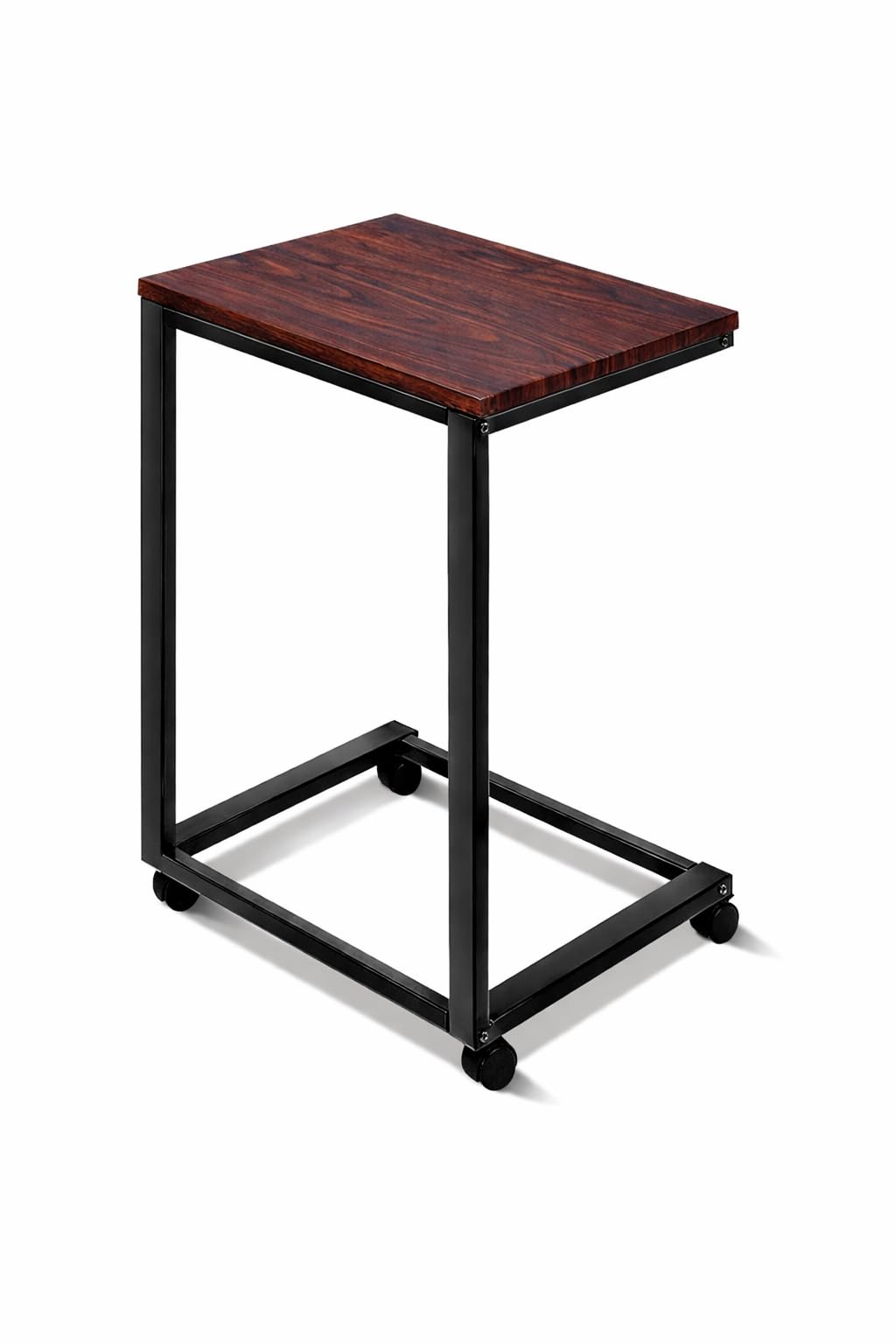 56190 Laptop Side Table Portable, Coffee End Table with Wheels, C Shaped Sofa Side Table, Wood Look Over Bed Table with Metal Frame, Notebook Tablet Workstation for Home Office - Black-image-43
