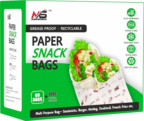 Image of Multi-Purpose Paper Snack Bags with Sealing Stickers | Pack of 4 | 240 Bags, 8x6 Inch Each