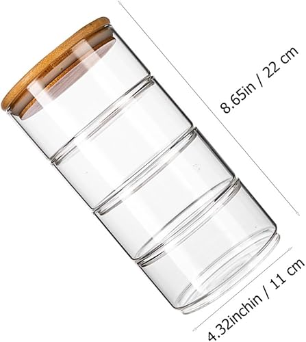 Miniatura 9 de 4Pcs Stackable Glass Jars with Lids Airtight High Borosilicate Storage Bowls for Fruit Salad and Food Canisters Resistant to Cracks and Temperature