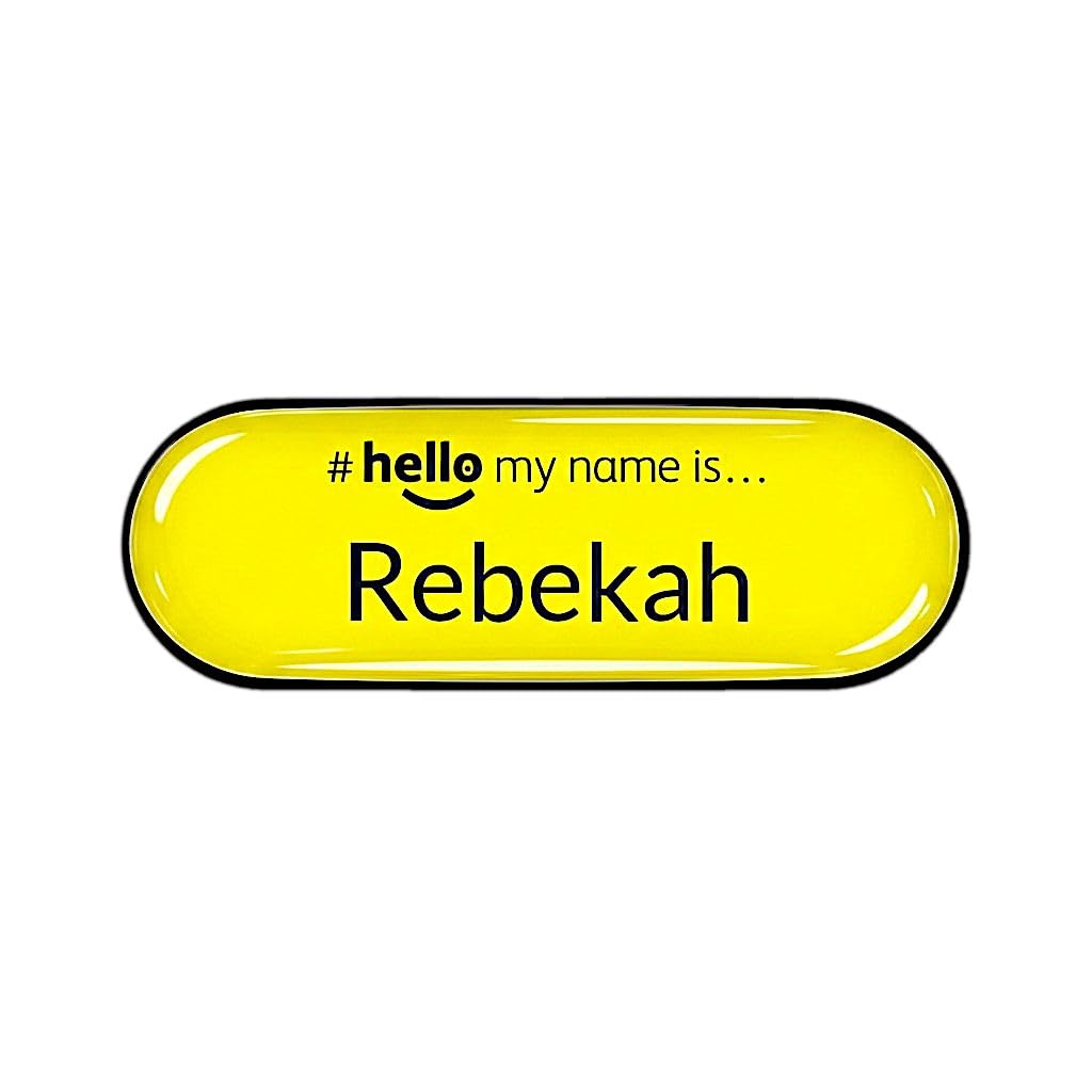 Customised Print - Resin Domed Coating, Hello My Name is Badge, Yellow/Black Text 76 x 25mm Round Ends Shape Name Only Doctor Student Doctor GP Healthcare Assistant Nurse Practitioner Medical