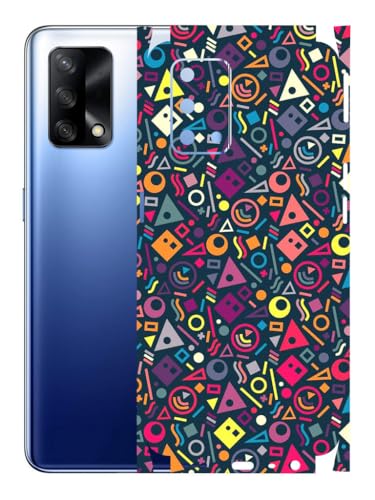 Image of AtOdds - Mobile Back Skin Sticker Wrap Compatible with Oppo F19 (Coverage - Back+Camera+Sides) (Shapes Graffiti)