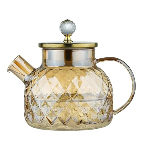 ITMEAT 麦茶ポット 耐熱 大容量 冷水 ピッチャー 冷たいやかん ガラスポット お茶容器 オシャレ ホット コールド ティー コーヒー ミルク用 紅茶 ウォーターポット 冷蔵庫 家庭用 ケトル (1000ml)